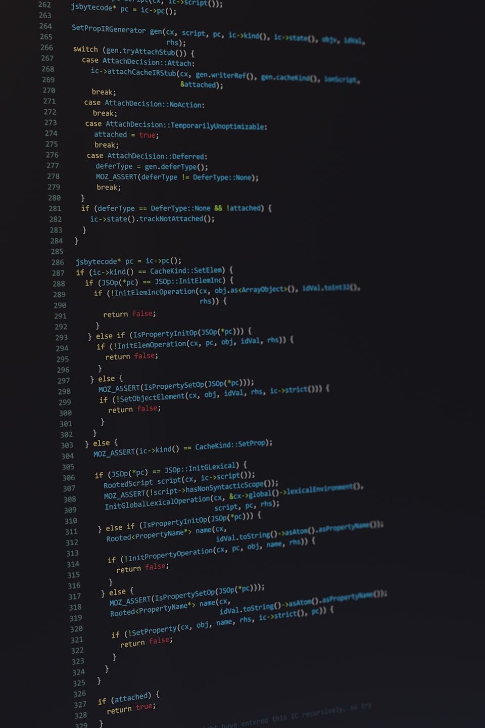 Lines of colorful source code displayed in a dark text editor.